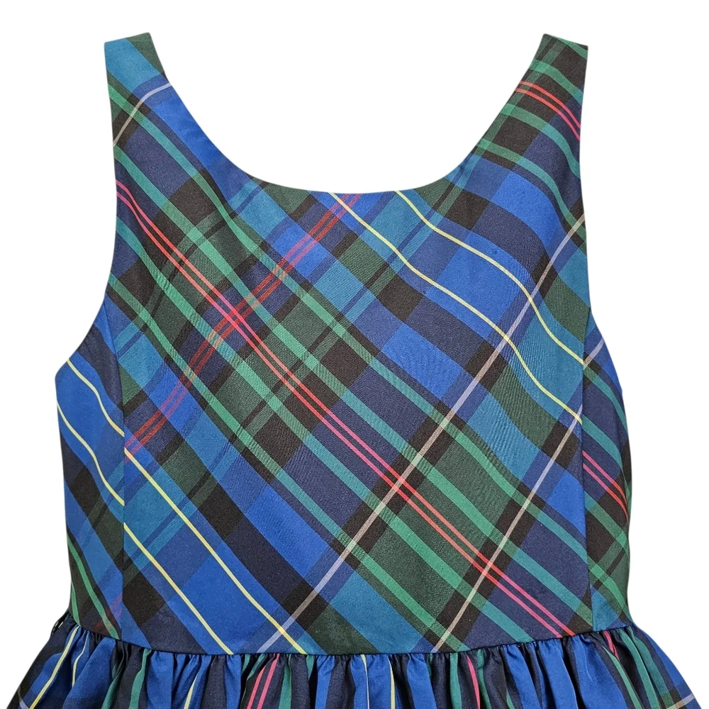 Nwot POLO by Ralph Lauren Royal Blue/Hunter Green Plaid Sleeveless Party Dress
